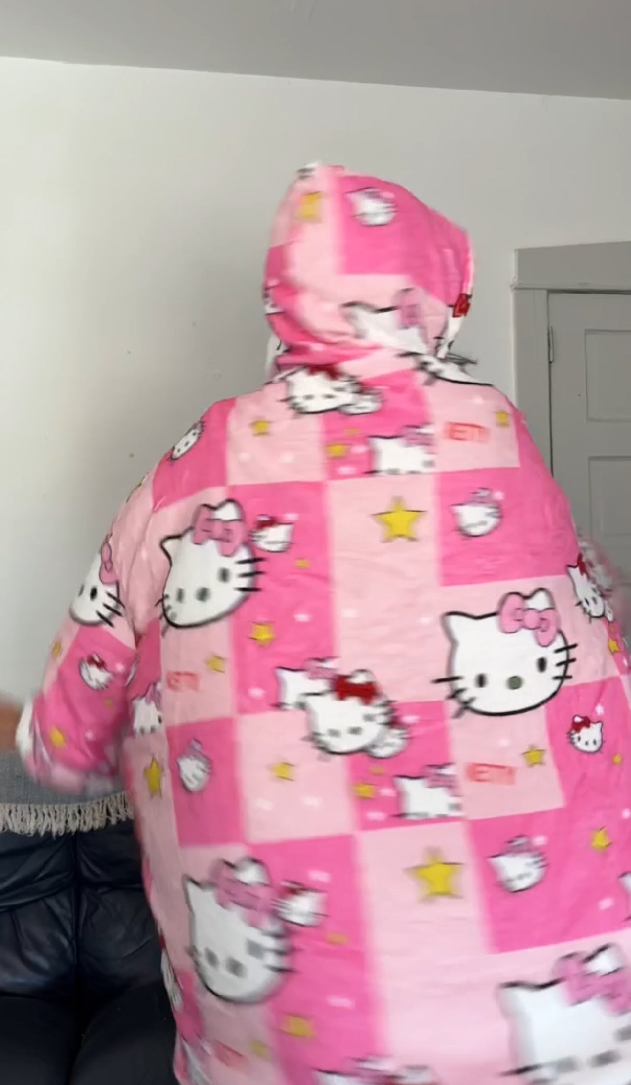 Anime Blanket Hoodie oversize snuggle Sherpa Hello Kitty