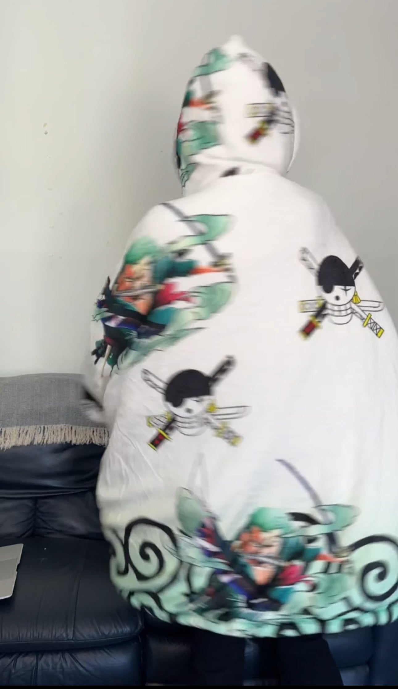 Anime Blanket Hoodie oversize snuggle Sherpa zoro