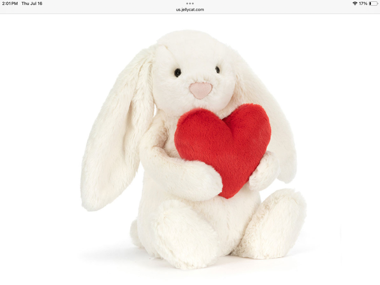 Bashful Red Love Heart Bunny