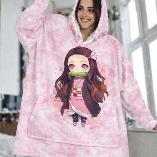 Nezuko Kamado Demon Slayer Wearable Blanket Hoodie for Kids & Adults | OLM Toys