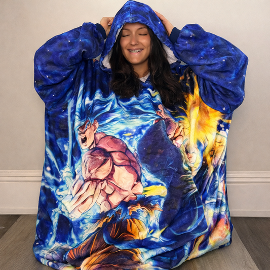 Dragon ball z Wearable Blanket Hoodie for Kids & Adults