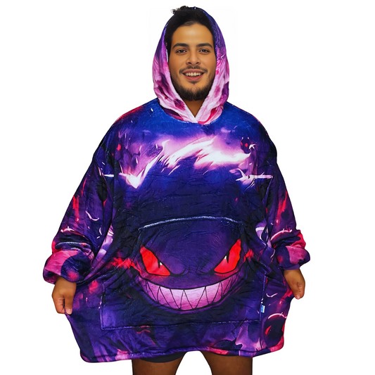 Gengar Wearable Blanket Hoodie for Kids & Adults