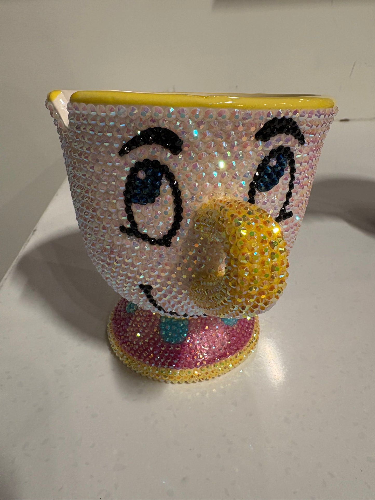beauty and the beast cup hand made crystalized