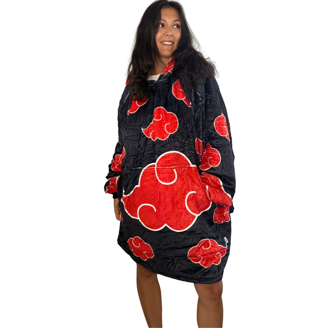 Anime Blanket Hoodie oversize snuggle Sherpa Naruto Akatsuki unisex adults and kids