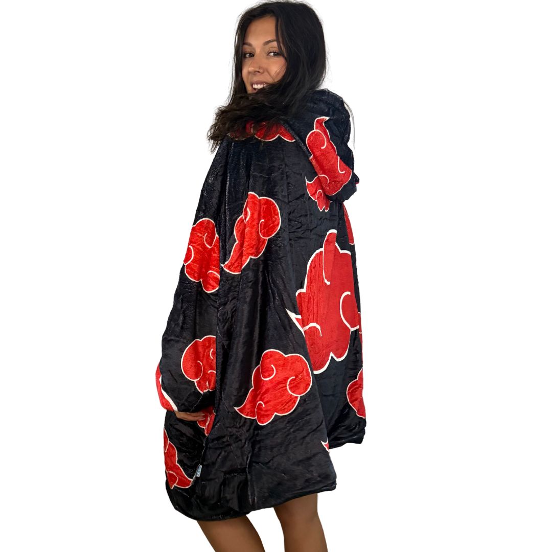Anime Blanket Hoodie oversize snuggle Sherpa Naruto Akatsuki unisex adults and kids
