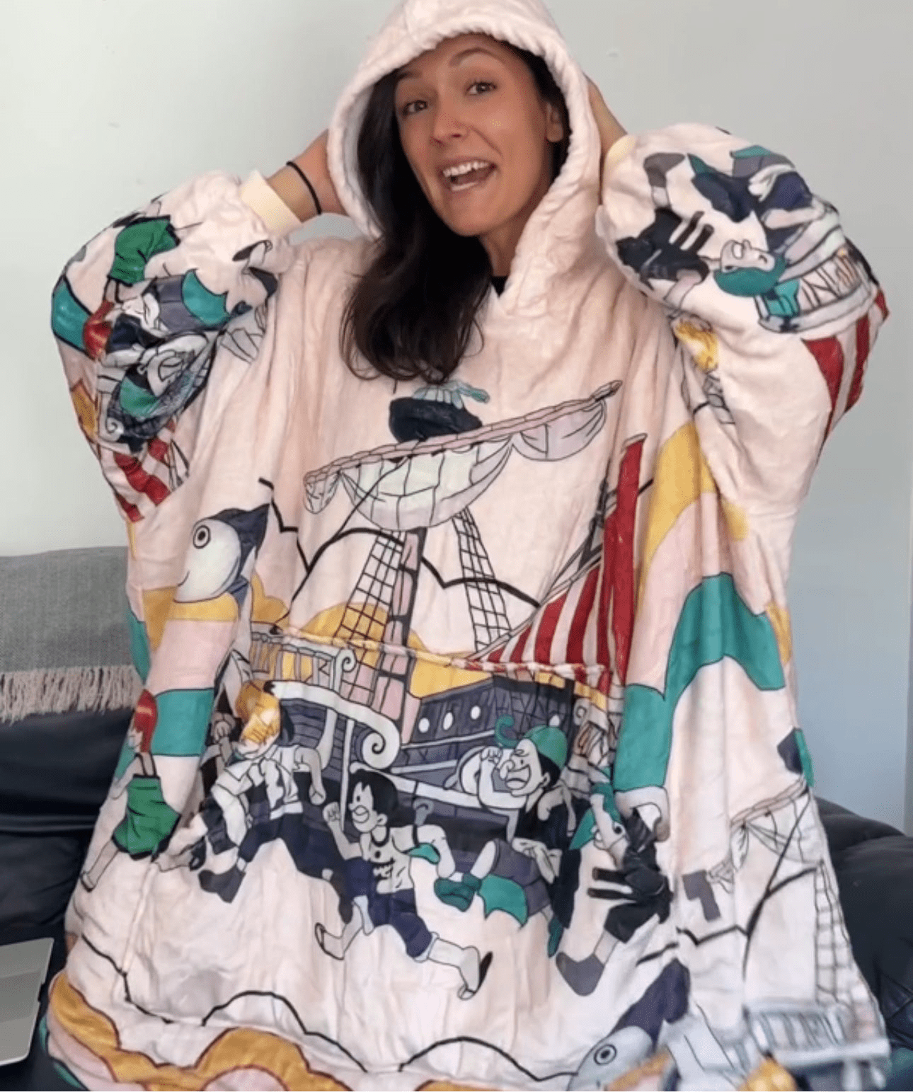 Anime Blanket Hoodie oversize snuggle Sherpa Luffy ,zoro going marry - Olm collectibles