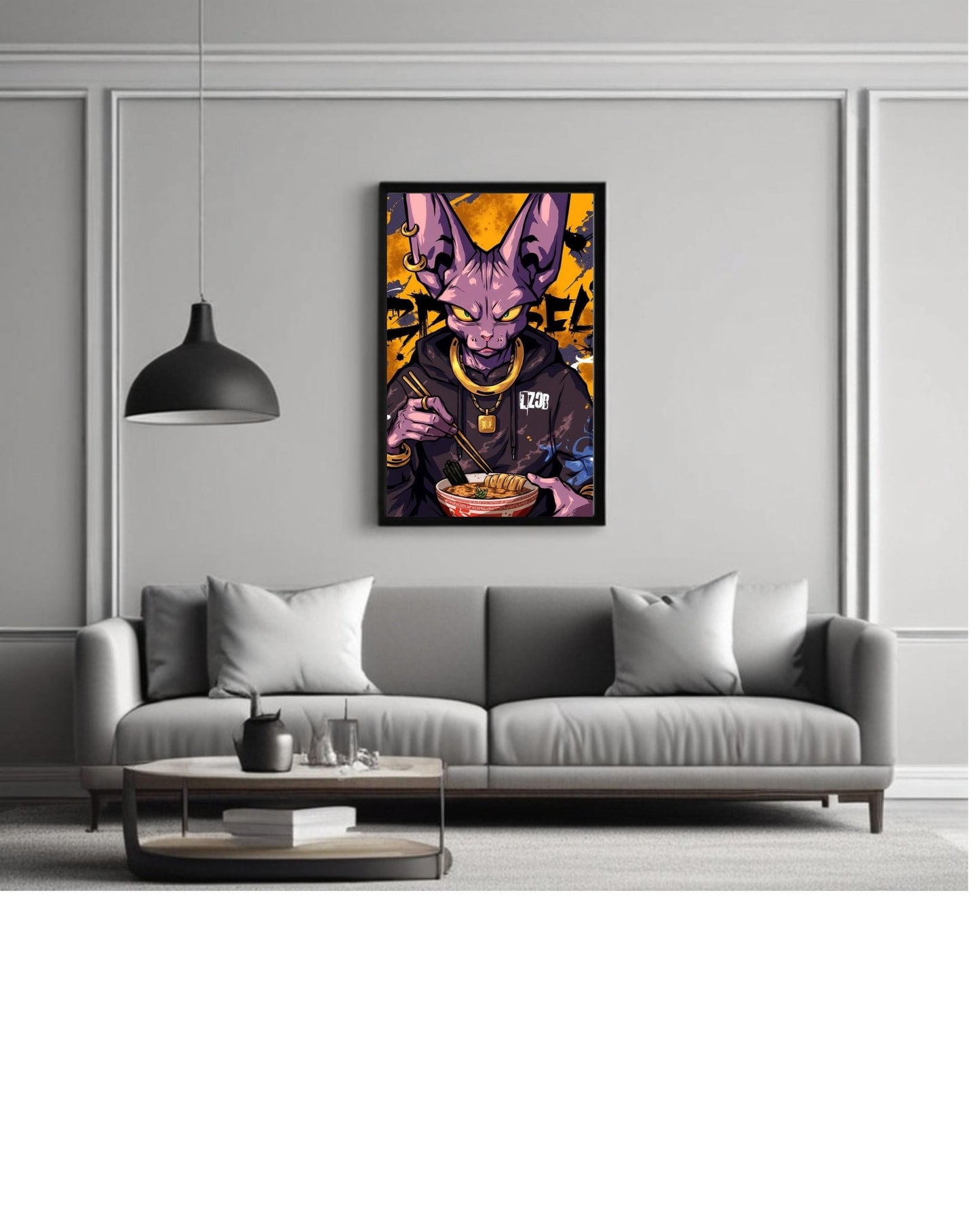 beerus ,dragon bal AnimePoster, 12x16 Inch, Glossy Shine framed - Olm collectibles