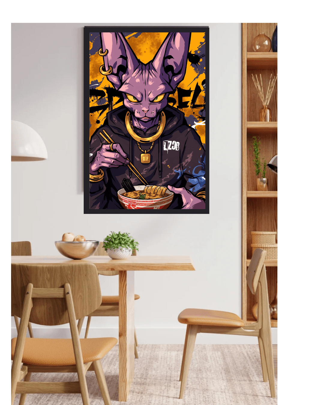 beerus ,dragon bal AnimePoster, 12x16 Inch, Glossy Shine framed - Olm collectibles