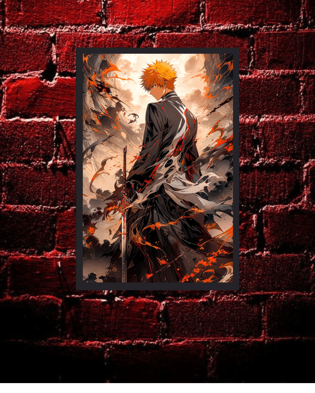 Bleach,ichigo Kurosawa , Anime Poster , 12x16 Inch, Glossy Shine framed - Olm collectibles