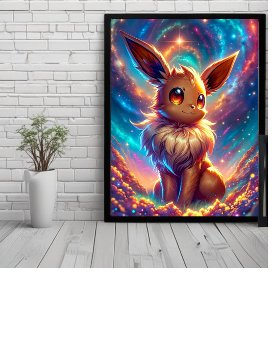 Eevee,Pokémon , Anime Poster - 12x16 Inch, Glossy Shine framed - Olm collectibles