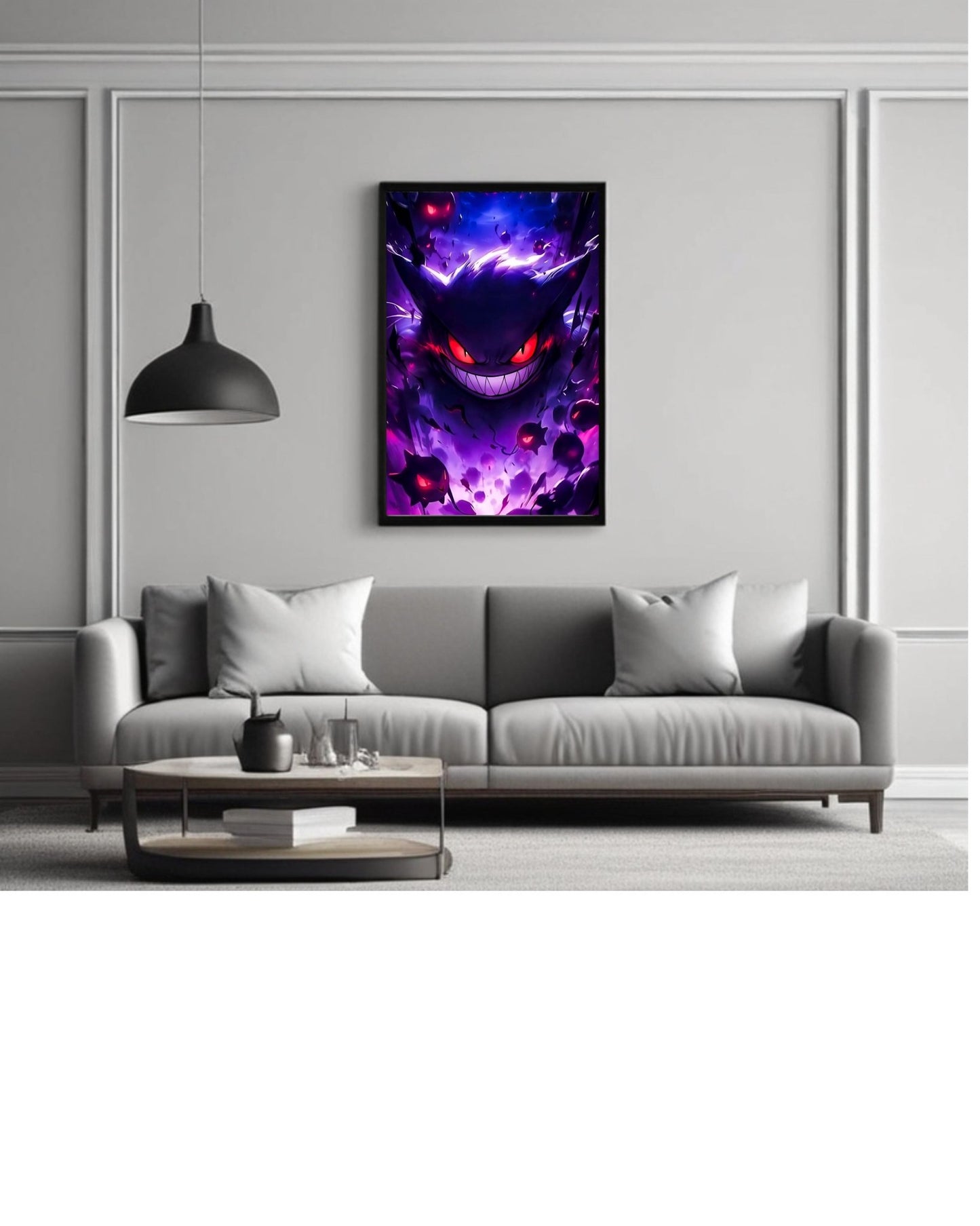 Gengar,Pokémon , Anime Poster , 12x16 Inch, Glossy Shine framed - Olm collectibles