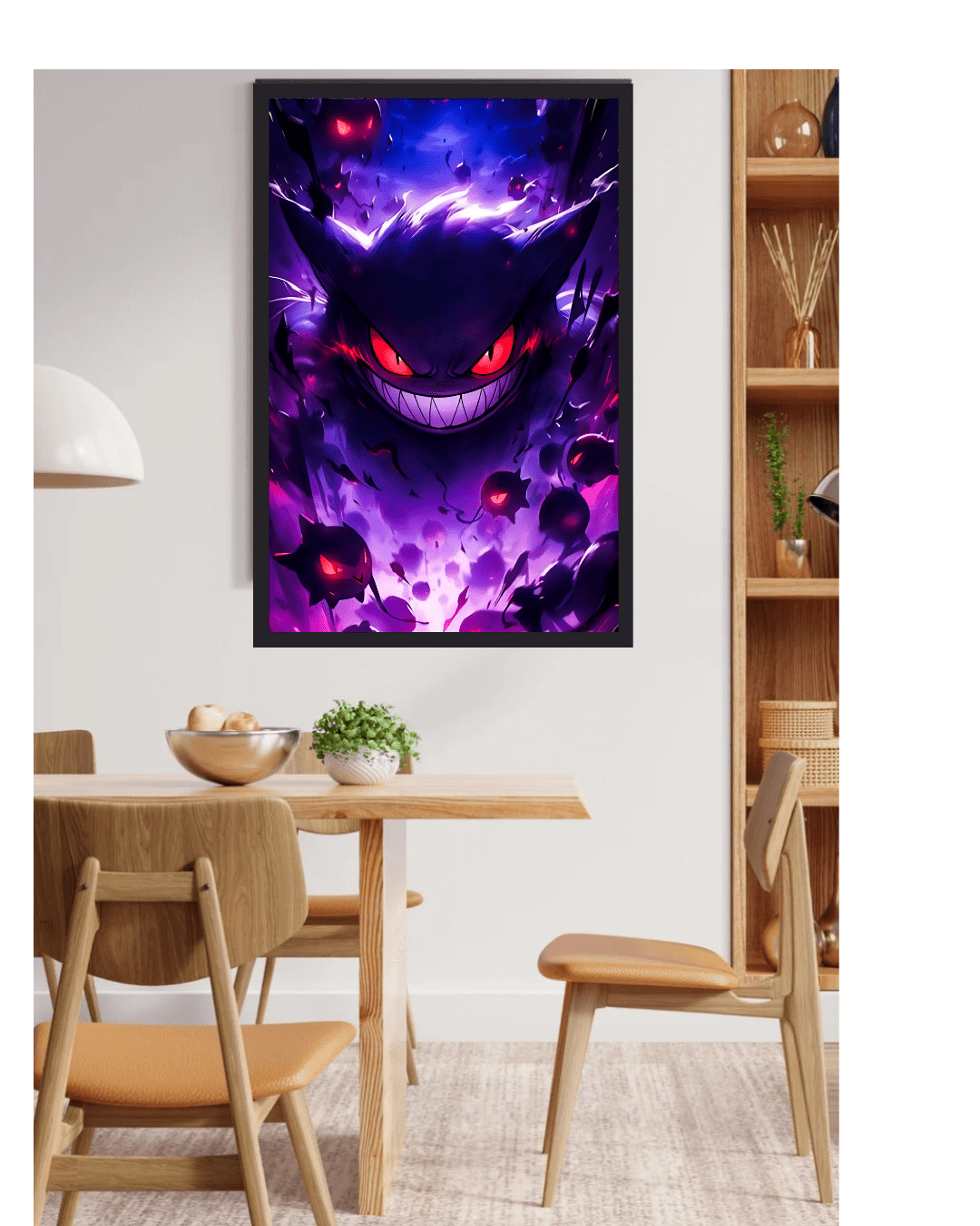 Gengar,Pokémon , Anime Poster , 12x16 Inch, Glossy Shine framed - Olm collectibles