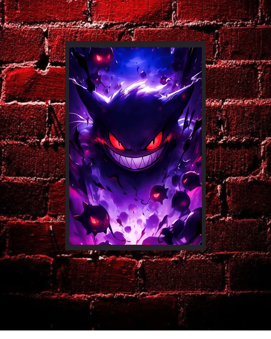Gengar,Pokémon , Anime Poster , 12x16 Inch, Glossy Shine framed - Olm collectibles