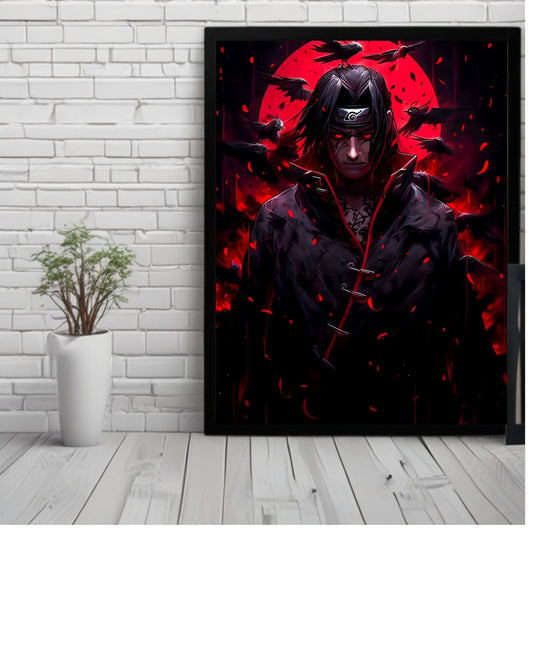 Itachi uchiha ,naurto , Anime Poster , 12x16 Inch, Glossy Shine framed - Olm collectibles