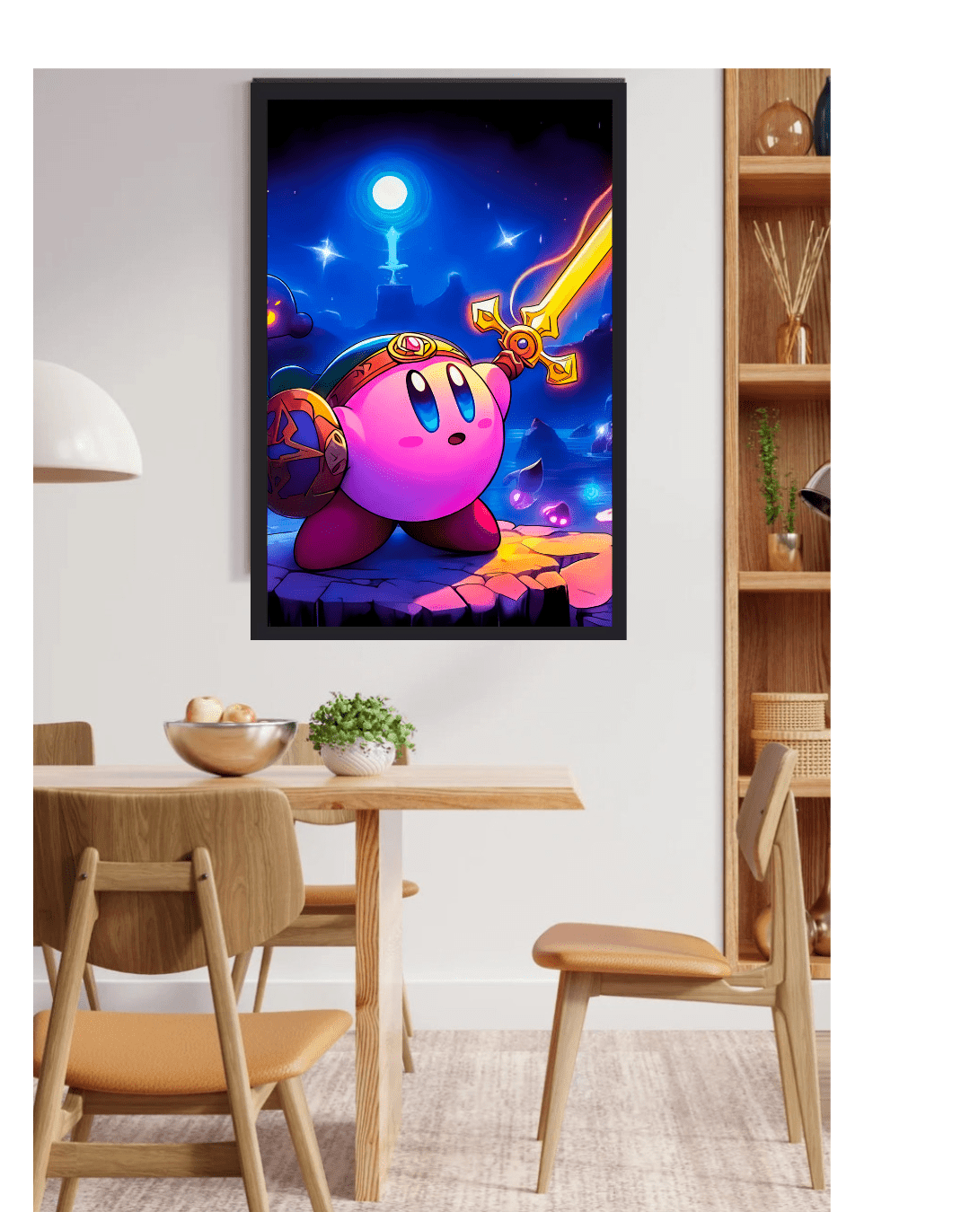 Kirby Anime Poster - 12x16 Inch, Glossy Shine Framed - Olm collectibles