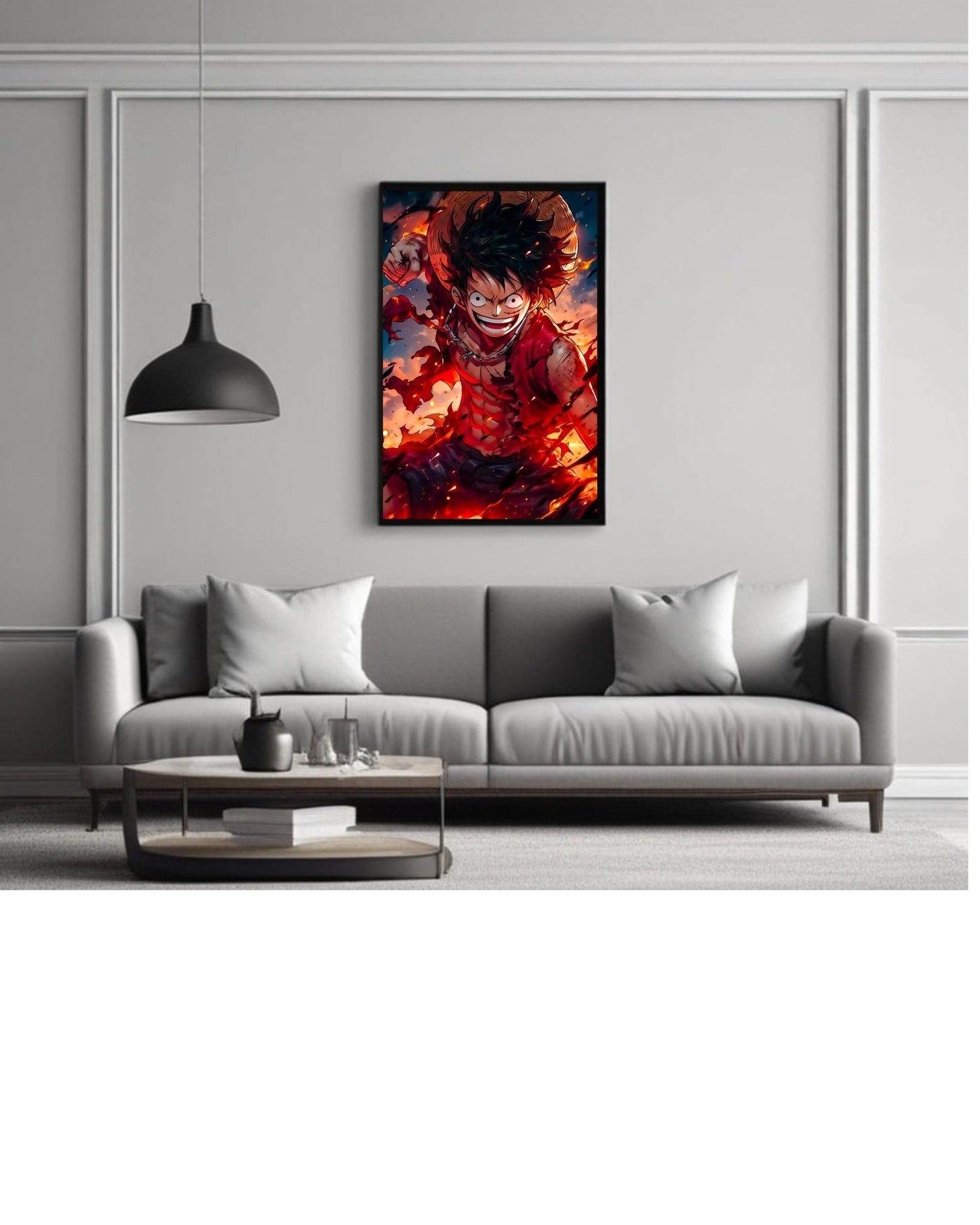 Luffy ,one piece ,king of the pirates Anime Poster 12x16 Inch, Glossy Shine framed - Olm collectibles