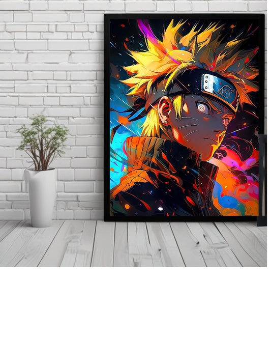 Naruto Uzumaki anime Poster 12x16 Inch, Glossy Shine framed - Olm collectibles