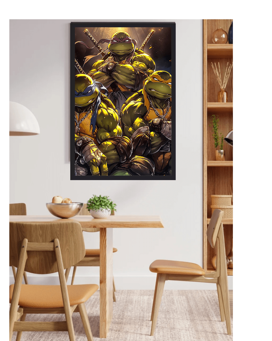 ninja turtles, Poster - 12x16 Inch, Glossy Shine FRAMED - Olm collectibles