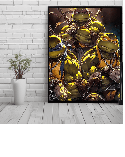 ninja turtles, Poster - 12x16 Inch, Glossy Shine FRAMED - Olm collectibles