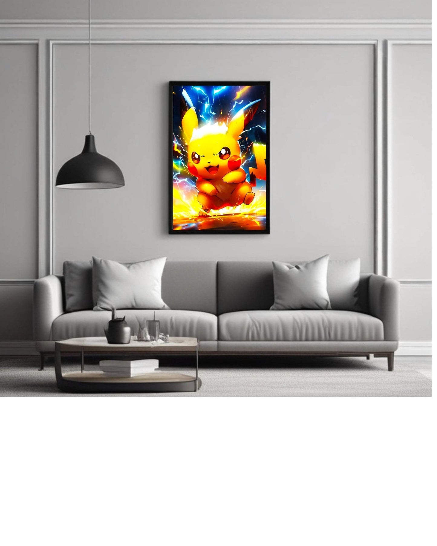 Pikachu,Pokémon , Anime Poster - , 12x16 Inch, Glossy Shine framed - Olm collectibles