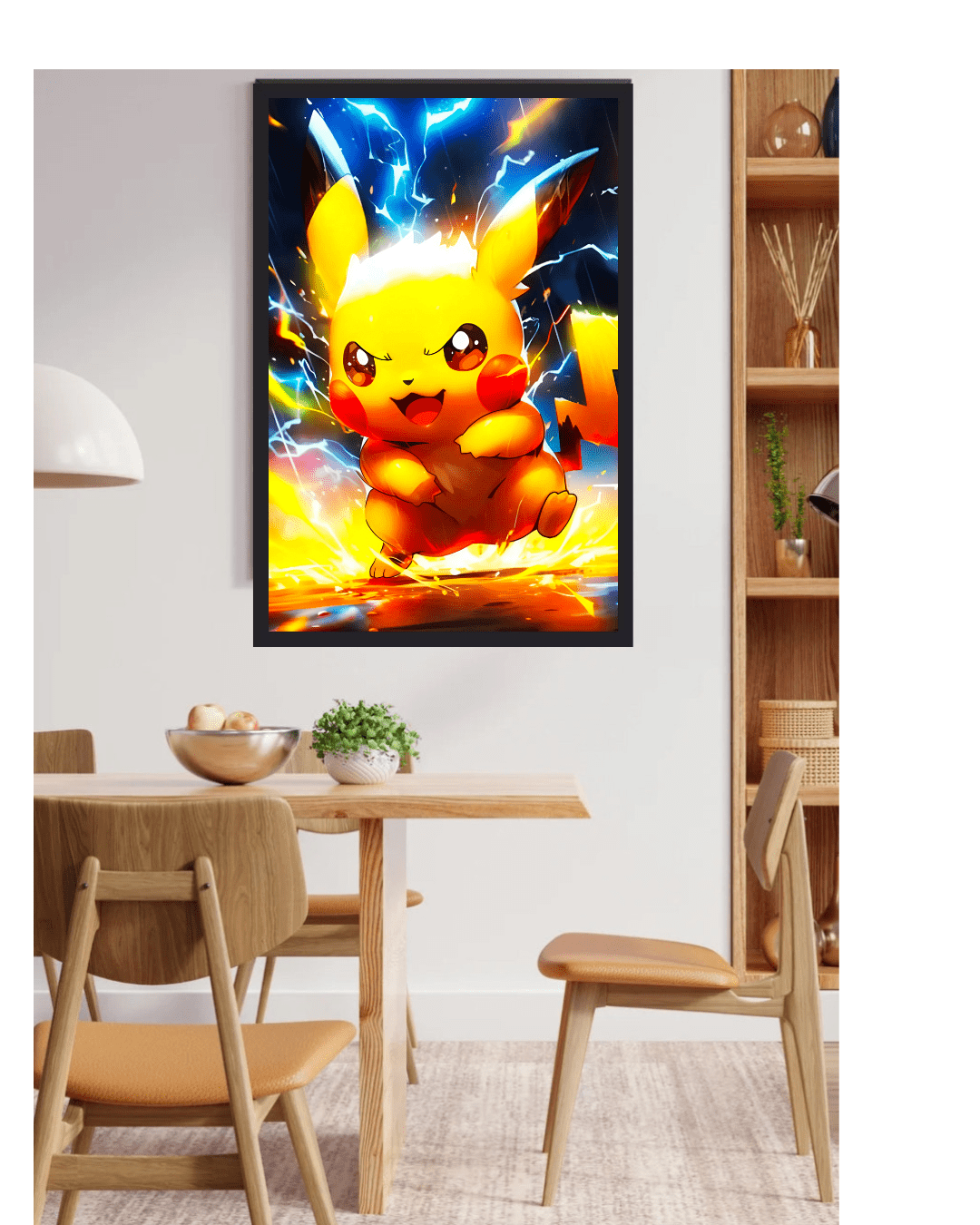 Pikachu,Pokémon , Anime Poster - , 12x16 Inch, Glossy Shine framed - Olm collectibles