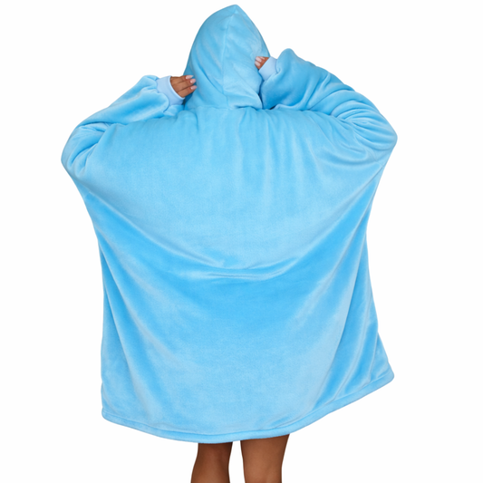 light blue Wearable Sherpa Blanket Hoodie oversize for Kids & Adults | OLM Toys