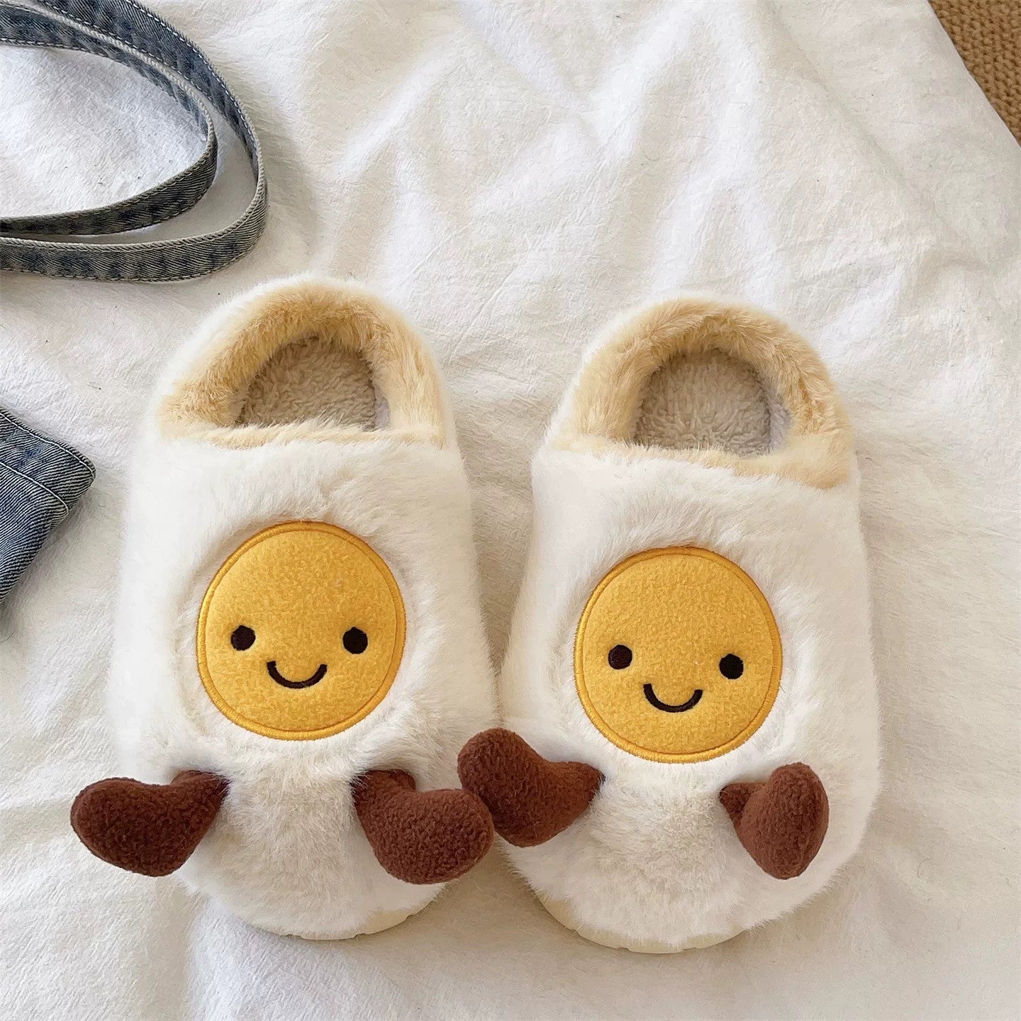 Egg Face Plush Slippers