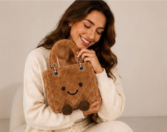Fluffy Plush designer Lady O Bag - brown