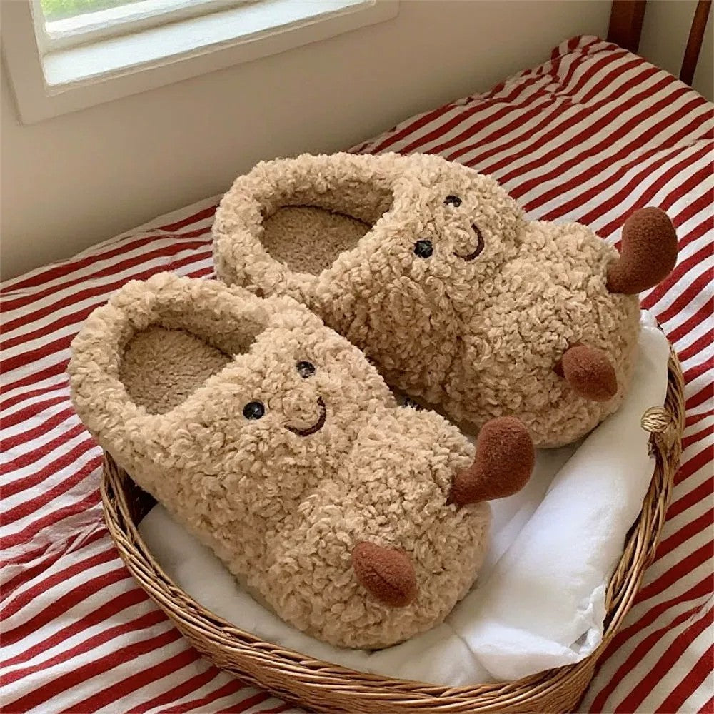 Peanut Face Plush Slippers