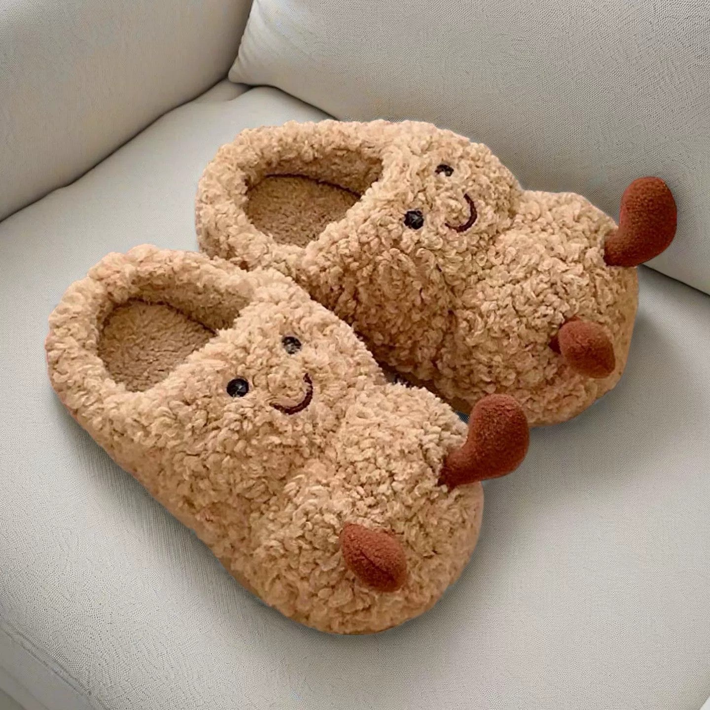 Peanut Face Plush Slippers