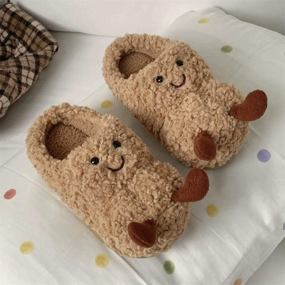 Peanut Face Plush Slippers