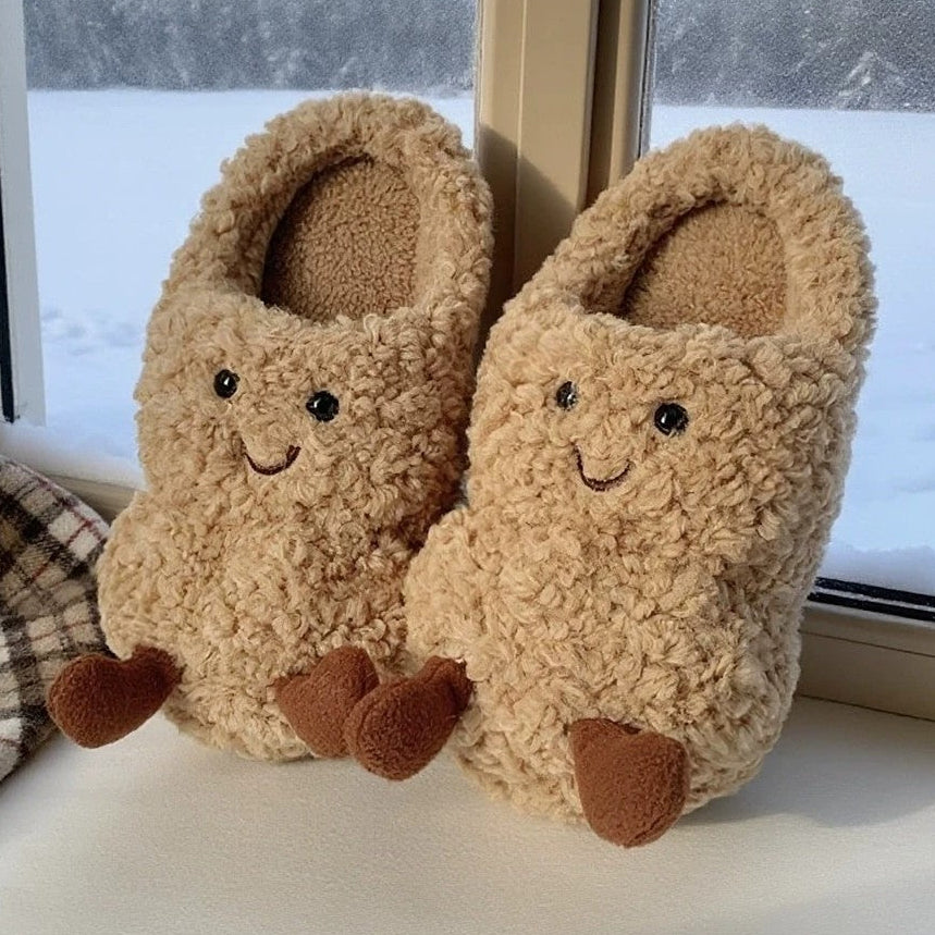 Peanut Face Plush Slippers