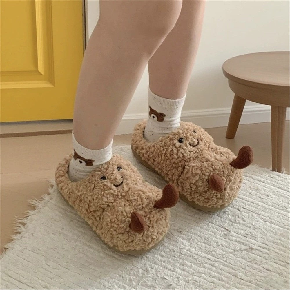 Peanut Face Plush Slippers