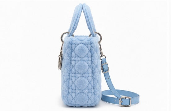 Fluffy Plush designer 
Lady O Bag- Blue