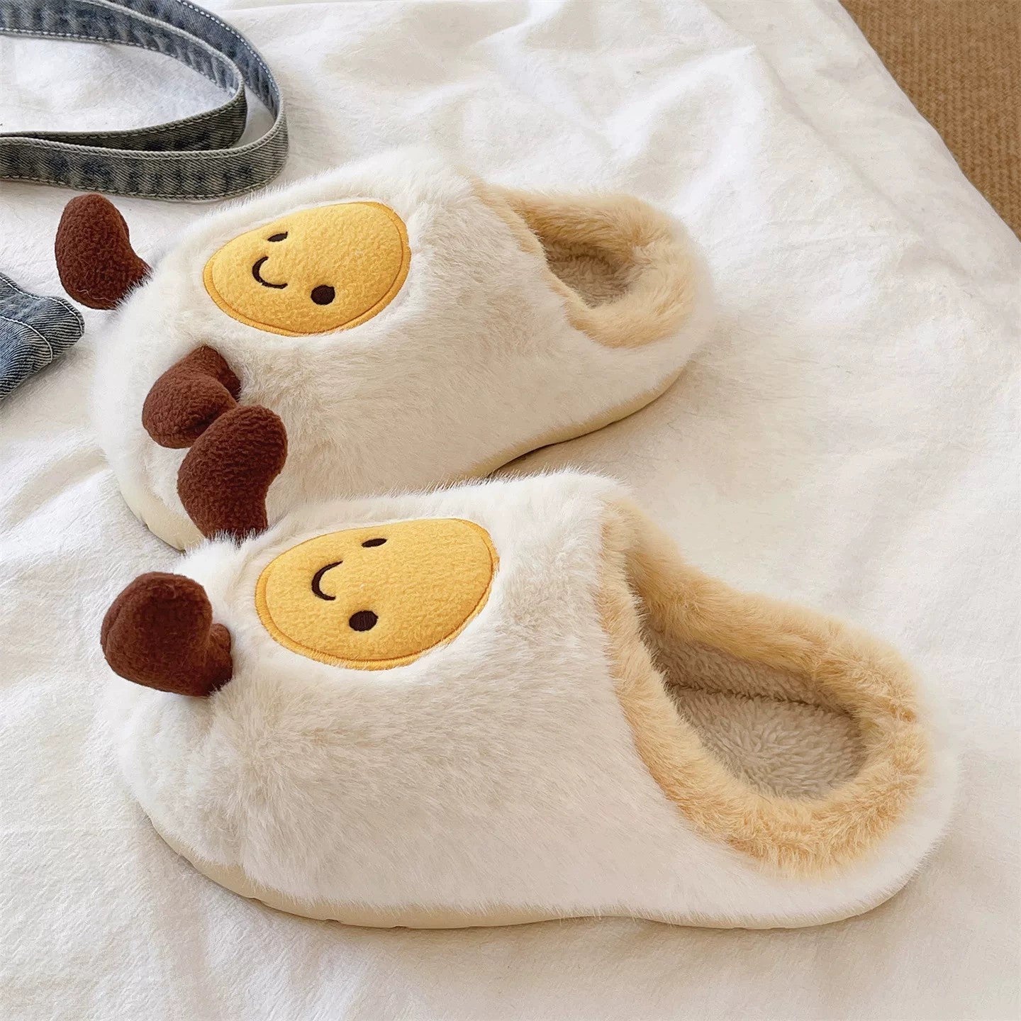 Egg Face Plush Slippers