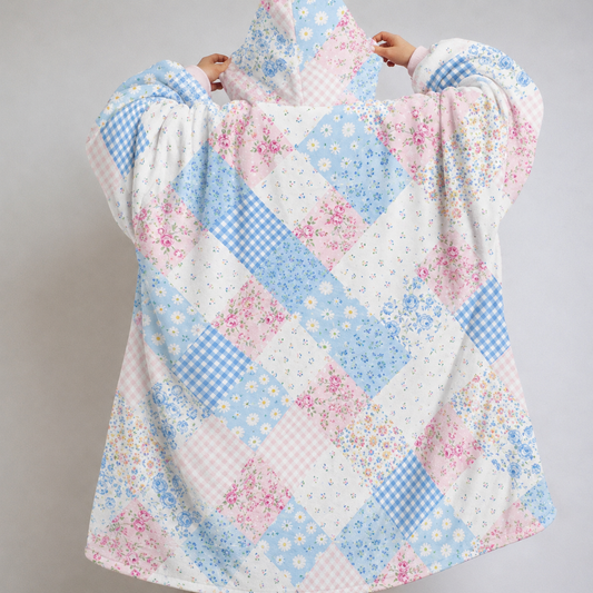 Floral Blossom Wearable Blanket Hoodie Oversized Sherpa for Adults & Kids | OLM Toys