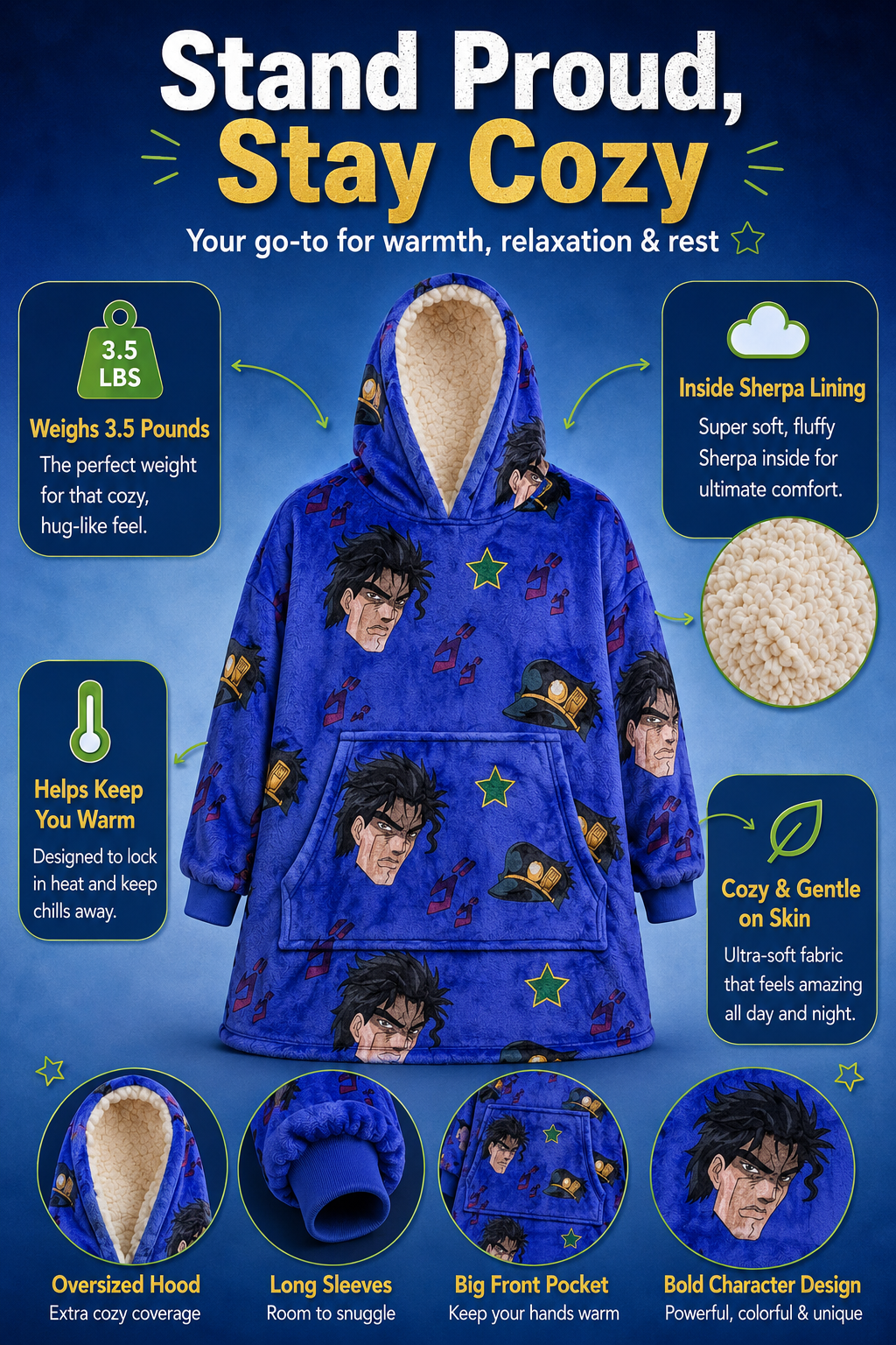 Jotaro Kujo blanket hoodie.