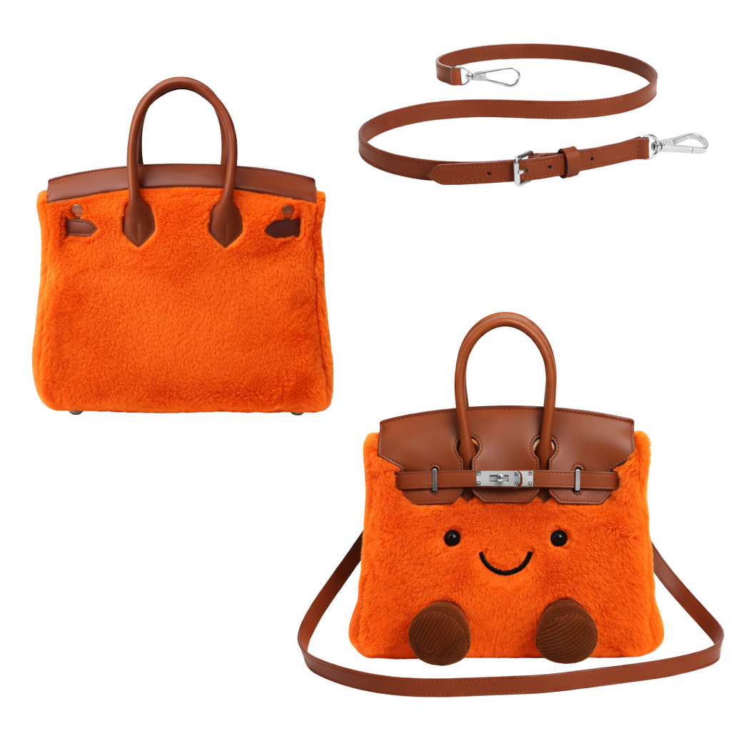 jellykin™ Fluffy Plush designer Handbag – Cute Luxury bag orange