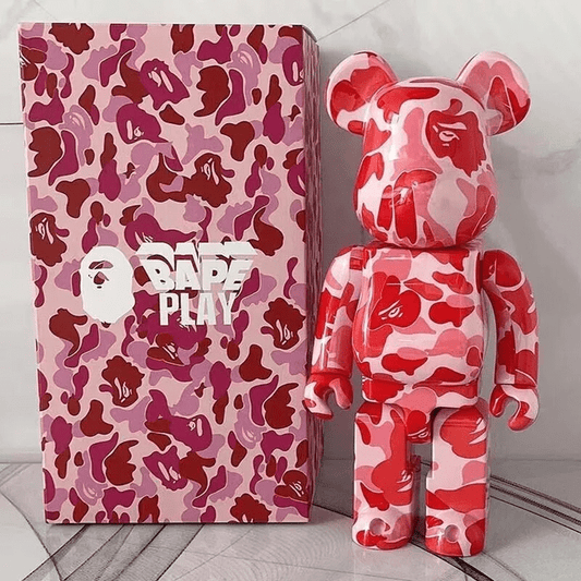 400%Bearbrick Bape Red Camouflage Action Figure - Olm collectibles
