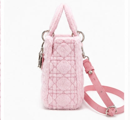 Fluffy Plush designer 
Lady O Bag - Pink