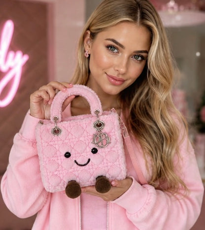 Fluffy Plush designer 
Lady O Bag - Pink