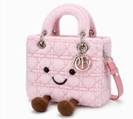 Fluffy Plush designer 
Lady O Bag - Pink
