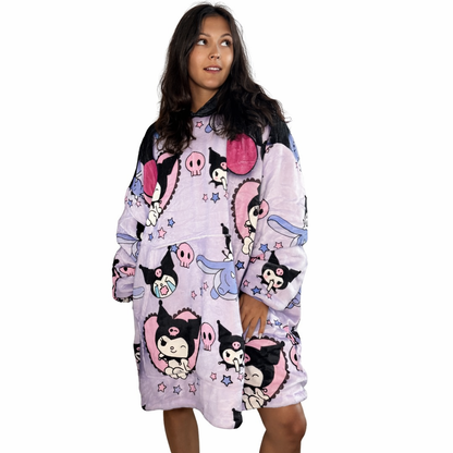 Kuromi Hello Kitty Wearable Blanket Hoodie for Kids & Adults | OLM Toys