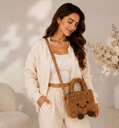 Fluffy Plush designer 
Lady O Bag - brown