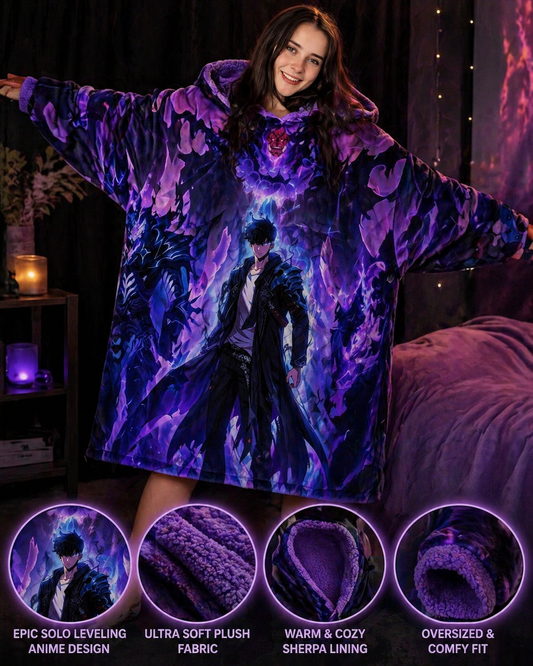 Shadow Monarch Hoodie Dark Anime Inspired Blanket Hoodie