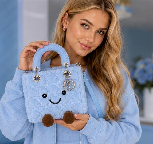 Fluffy Plush designer 
Lady O Bag- Blue