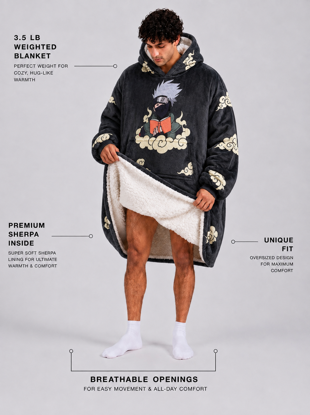 Kakashi blanket hoodie