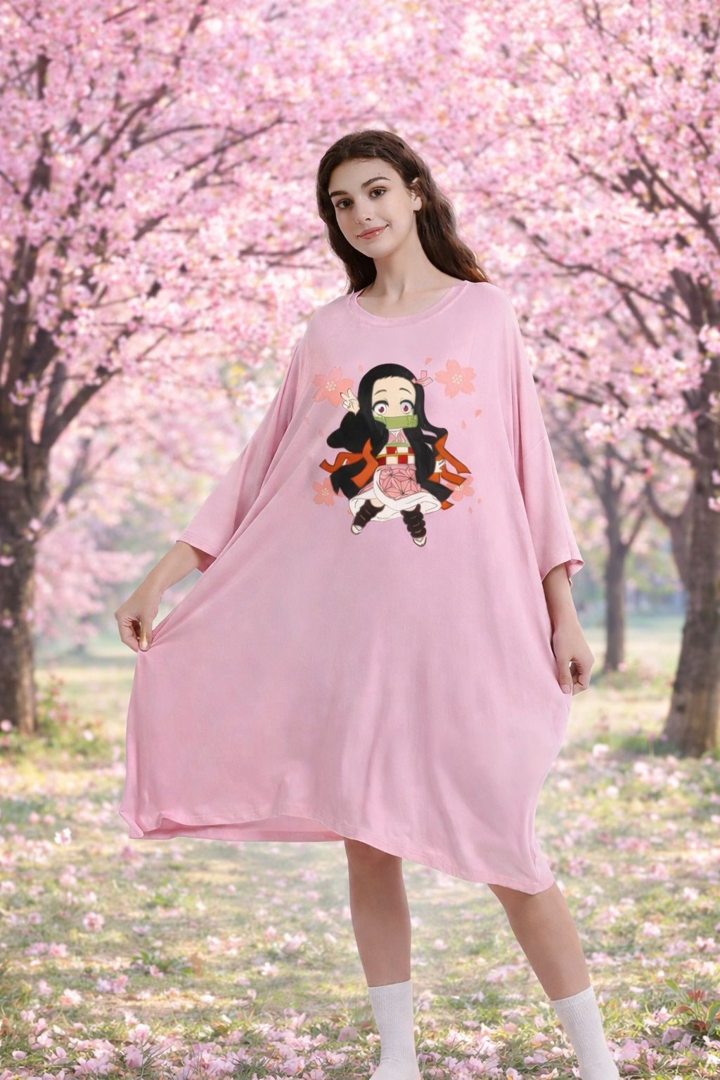 nezuko demon slayer bamboo Sleep Oversized Tee Women’s Sleepy Tee