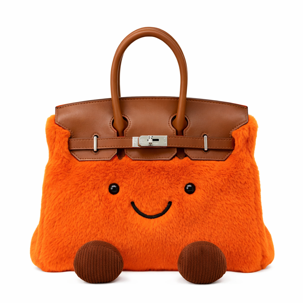 jellykin™ Fluffy Plush designer Handbag – Cute Luxury bag orange