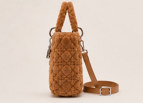 Fluffy Plush designer Lady O Bag - brown